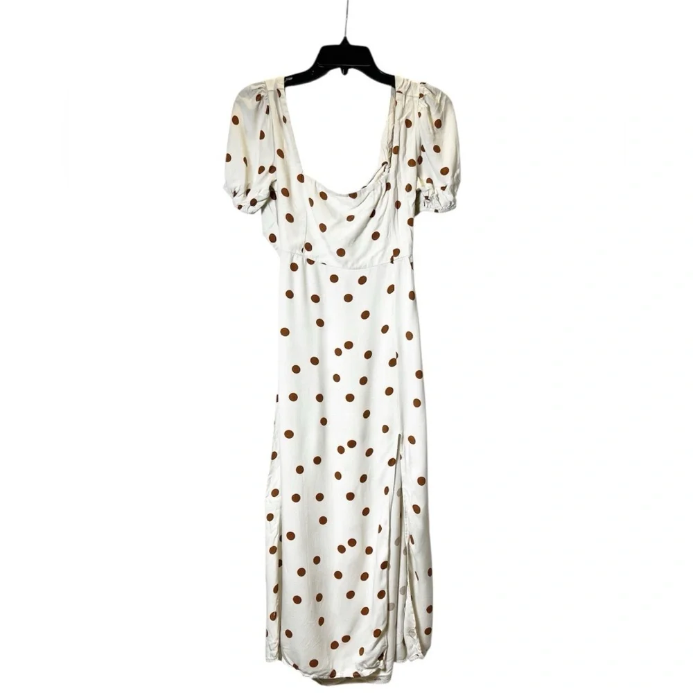 brown polka dot dress urban outfitters | Dresses | Urban Outfitters White Puff Sleeve Midi Womens Small Halter U